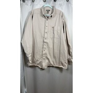 Ariat Shirt Mens XXL Beige Button Up Long Sleeve Logo Western Rodeo Cowboy